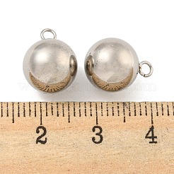 変色しない201ステンレススチールチャーム  丸いチャーム  ステンレス鋼色  13x10x10mm  穴：1.8mm&nbsp;STAS-O004-09G-P