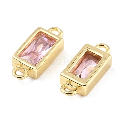 Brass Pave Glass Rectangle Connector Charms&nbsp;KK-H002-06G-03