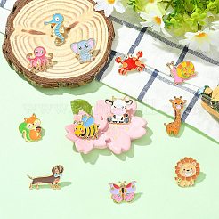 12Pcs 12 Styles Animal Series Enamel Pin&nbsp;JEWB-CJ0003-64