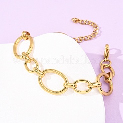 304 Stainless Steel Oval Link Chain Bracelets for Women&nbsp;BJEW-F536-07G