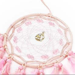 Woven Web/Net with Feather Hanging Ornaments&nbsp;HJEW-G025-03B