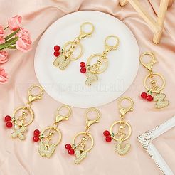 Brass Micro Pave Clear Cubic Zirconia Letter Pendant Keychain&nbsp;KEYC-SW00015-X