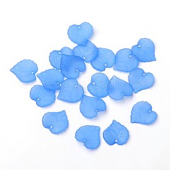 透明なアクリルパーツ  艶消し  葉  空色  染め  約16mm長  15 mm幅  厚さ2mm  穴：1.2mm  約1650個/500g&nbsp;PL591-5
