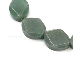 天然石グリーンアベンチュリンビーズ連売り  菱形カットファセット楕円形  29x22x10mm  穴：1~1.2mm  約14個/連  15.91''（40.4センチメートル）&nbsp;G-U018-D01-01