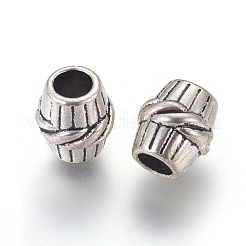 チベット風合金ヨーロピアンビーズ  カドミウムフリー＆鉛フリー  バレル  アンティークシルバー  11x10mm  穴：5mm&nbsp;LF10613Y