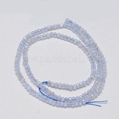 ファセットロンデル天然ブルーレースアゲートビーズ連売り  3x2mm  穴：1mm  約180個/連  15.5インチ&nbsp;G-F289-04