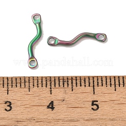イオンプレーティング（IP）304ステンレススチールリンクコネクタチャーム  ツイストバー  虹色  14x2.5x1.2mm  穴：1.2mm&nbsp;STAS-Q323-12MC