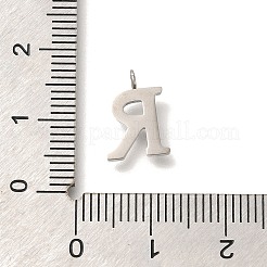 304ステンレススチールマイクロパヴェキュービックジルコニアペンダント  文字a~zのチャーム  文字r  12.5x8.5x2mm  穴：1.8mm&nbsp;STAS-H228-06P-R