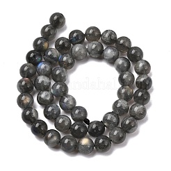 天然石ラブラドライトビーズ連売り  グレードA  ラウンド  スレートグレイ  8mm  穴：1mm&nbsp;G-J120-28-8mm-A