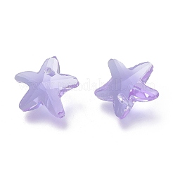 カット加工ガラスチャーム  ヒトデ  ライラック  14x15x7mm  穴：1.4mm&nbsp;GLAA-H101-A-14