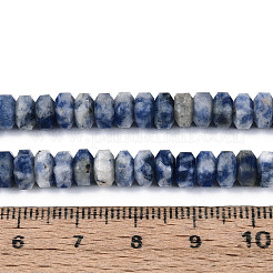 天然ブルースポットジャスパービーズ連売り  多面カット  六角  6.5~7x3~3.5mm  穴：0.8~1mm  約109~113個/連  14.76~15.16インチ（37.5~38.5cm）&nbsp;G-N357-14A-04