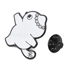 クリスマスエナメルピン  バックパックの服用の合金ラインストーンラペルピンバック  猫の形  28x25mm&nbsp;LS-JEWB-I051-02EB-03