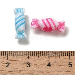 不透明なアクリルの欧州大きな穴ビーズ  キャンディ  ミックスカラー  6x16x6.5mm  穴：4.5mm  2083個/ 500g&nbsp;OACR-E039-31