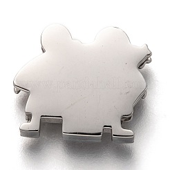 変色しない304ステンレススチール製スライドチャーム  カップル  ステンレス鋼色  13x15.5x3.5mm  穴：8x1.5mm&nbsp;STAS-P270-40P