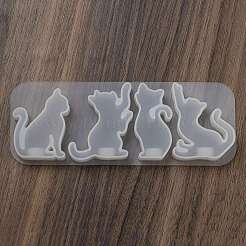 猫型キーホルダーペンダントシリコンモールド  エポキシ樹脂ジュエリー作り  ホワイト  58x155x15mm  内径：46~50x23~40mm&nbsp;SIL-B074-01C