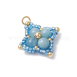 Natural & Synthetic Mixed Gemstone & Glass Seed Beaded Star Pendants&nbsp;PALLOY-MZ00691