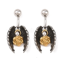 316 Stainless Steel Curved Barbell Dangle Belly Rings&nbsp;AJEW-C044-01