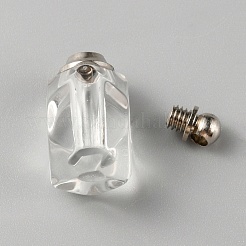 ガラス瓶のロケットペンダント  髪の形見の骨壷灰のチャーム  長方形  透明  17.5x8.8x8.8mm  穴：1.8mm&nbsp;GLAA-WH0033-64