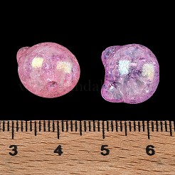 クリアクラックアクリルビーズ  猫  ABカラーメッキ  ミックスカラー  13x14x11.5mm  穴：3mm  約395個/500g&nbsp;AC-CBA4496-06