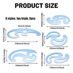 5個 5スタイル アクリル製図テンプレート 測定定規セット  空色  60~80x140~240x3mm  1個/スタイル&nbsp;TOOL-WH0242-001