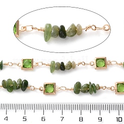 Handmade Brass Glass Square Link Chains&nbsp;CHC-F019-09G-02