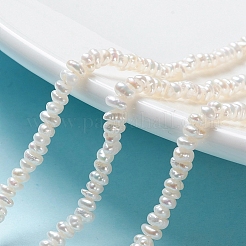 天然養殖淡水パールビーズ連売り  ロンデル  アンティークホワイト  3~4.5x1.5~2mm  穴：0.5mm  約66~69個/連  7.17インチ（18.2cm）&nbsp;X-PEAR-I004-07A