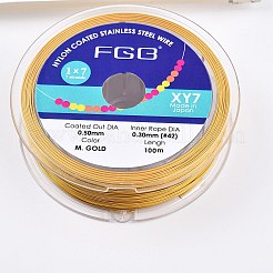 7本撚り丸型ナイロンコーティング鋼線  ネックレスやブレスレット用のビーズワイヤー  日本から輸入  ゴールド  0.5mm  約328.08フィート（100m）/ロール&nbsp;TWIR-T002-01A-12