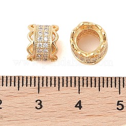 Brass Micro Pave Clear Cubic Zirconia European Beads&nbsp;KK-B100-010G