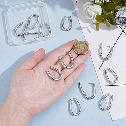 合金フープピアス6組  ティアドロップ  プラチナ  29.5x19.5x4mm&nbsp;EJEW-UN0003-22P