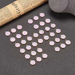 2セット2スタイル金メッキ合金エナメルチャーム  エポチャーム  フラットラウンド  紫色のメディア  1セット/スタイル&nbsp;ENAM-YW0001-28B