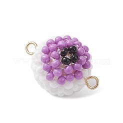 Halloween Glass Peal & Glass Seed Beaded Round Eye Links Connector Charms&nbsp;PALLOY-MZ00948-06