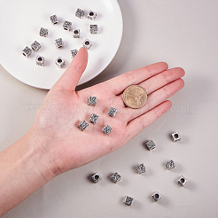 合金ヨーロピアンビーズ  大穴ビーズ  ワード愛とキューブ  アンティークシルバー  8.5x8.5x8.5mm  穴：5mm  30個/箱&nbsp;MPDL-NB0001-04AS