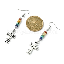 Alloy Enamel Cross Dangle Earrings&nbsp;EJEW-JE05561