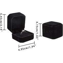 スクエアベルベットリングボックス  ブラック  49.5x54.5x41.5mm&nbsp;VBOX-WH0002-01C