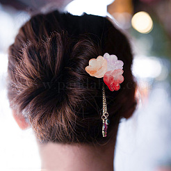 120種類のスタイルのガラスビーズキャップ12個  ツートン  6  - 花びらの花  ミックスカラー  11~12x7~7.5mm  穴：1.2mm  10個/スタイル&nbsp;GLAA-HY0001-20