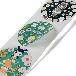 漫画の模様の紙のギフトステッカーロール  DIYスクラップブッキング用ラウンド  人間  25mm  500本/ロール。&nbsp;DIY-R083-03C