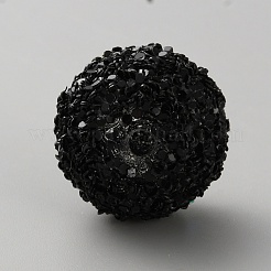 不透明なアクリルグリッタービーズ  ラウンド  ブラック  20~20.5x18.5~19.5mm  穴：2.5mm&nbsp;FIND-CJC0010-111A-12