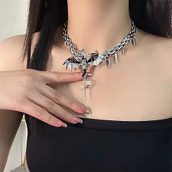 Alloy Enamel Pterosaur Pendant Necklaces&nbsp;NJEW-Z110-01P