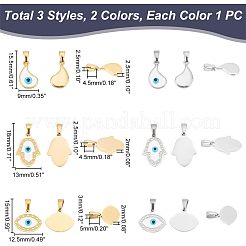 6Pcs 6 Style 304 Stainless Steel Pendants&nbsp;STAS-UN0039-43