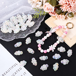 35 個の UV メッキレインボー虹色アクリルビーズ  ツートン  ブドウ  クリアAB  25x16x14mm  穴：3.7mm&nbsp;PACR-PA0001-15