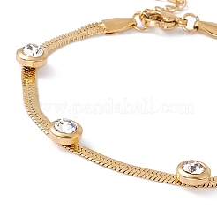 Crystal Rhinestone Beaded Herringbone Chain Bracelet&nbsp;BJEW-G656-03G