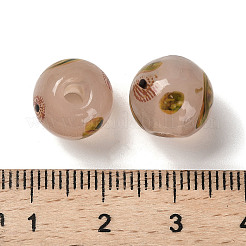 手作りの不透明なランプワークビーズ  ラウンド  バリーウッド  11.5~12.5mm  穴：2~2.5mm&nbsp;LAMP-C016-04B-01