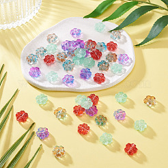 80個4スタイルの透明ガラスビーズ  花  ミックスカラー  13.5x14x6mm  穴：1.2mm  20個/スタイル&nbsp;GLAA-TA0003-81