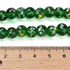手作りランプワークビーズ連売り  ラウンド  シーグリーン  8mm  穴：2mm  約45個/連  12.01''（30.5センチメートル）&nbsp;LAMP-H071-01B-02