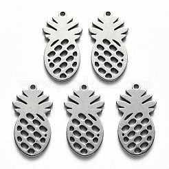 変色しにくい304ステンレススチールペンダント  レーザー切断  パイナップル  ステンレス鋼色  18x10x1mm  穴：1mm&nbsp;X-STAS-N092-86A