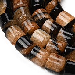 天然石瑪瑙ビーズ連売り  染め＆加熱  ドラム  オレンジ  14~14.5x13.5~14.5mm  穴：1~1.2mm  約28個/連  15.55