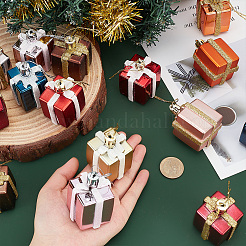 クリスマステーマのプラスチックペンダントデコレーション16個、8色  クリスマスツリーの飾りをロープで吊るす  ギフト用の箱  ミックスカラー  116mm  2個/カラー&nbsp;AJEW-NB0005-46