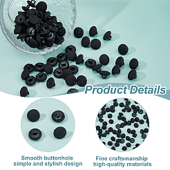 100穴布シャンクボタン1個  半円  ブラック  9.5x6.5mm  穴：2.5x2.5mm&nbsp;BUTT-FH0001-024