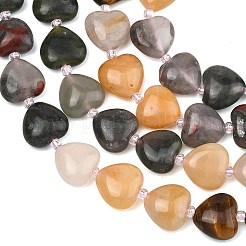 Gradient Color Natural Pink Aventurine & Tiger Eye & Topaz Jade & African Bloodstone & Chinese Southern Jade Beads Strands&nbsp;G-B185-A06