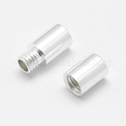 925スターリングシルバーネジ式クラスプ  コラム  銀  11x4mm  穴：1mm&nbsp;STER-G019-10S-4mm